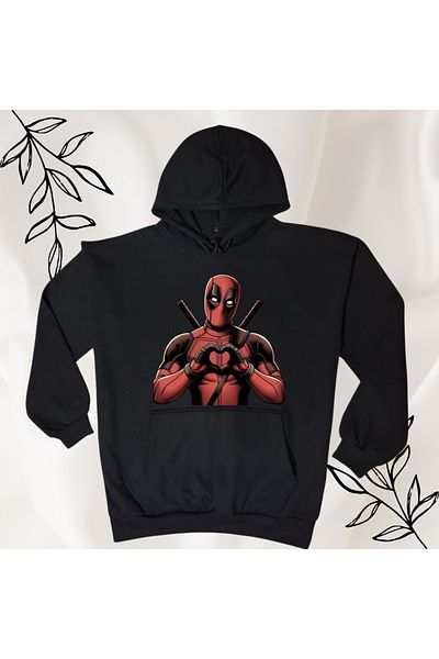 MODA Unisex Sweatshirt Kangaroo Pocket Hooded Sweatshirt Kangaroo Pocket Deatpool