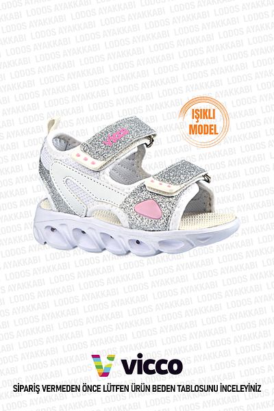 Vicco Roy Model Basic - White Lighted Comfortable Sandals for Baby Girls and Children