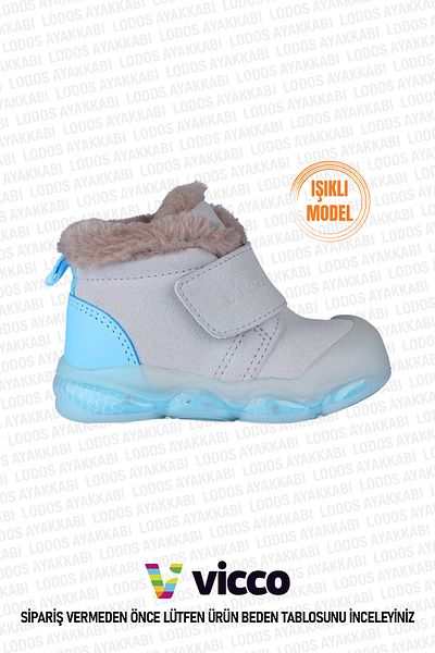 Vicco Mind Model Lighted Furry Lightweight Phylon Baby Boy and Child Gray Boots