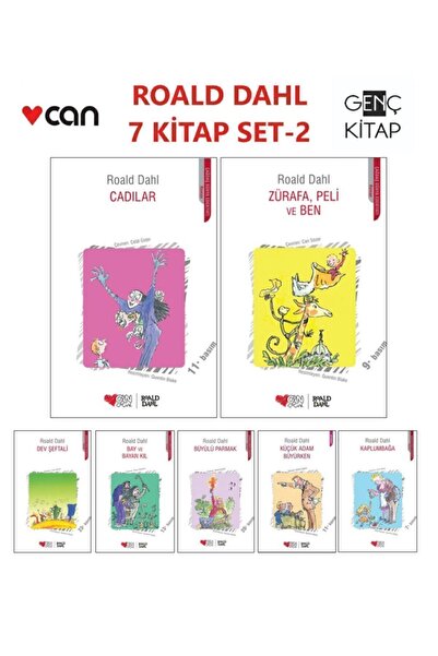 CAN Roald Dahl 7 Kitap Set 2 Dev Şeftali-cadılar-kaplumbağa-büyülü Parmak-bay...