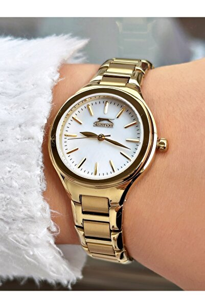 Slazenger Special Design Gold Color Steel Band Women's Wrist Watch 2254