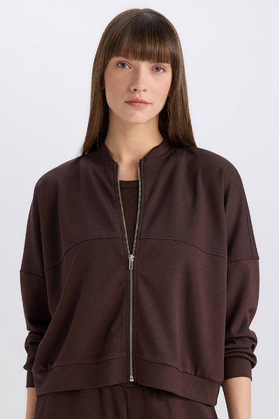 DeFacto Relax Fit Basic-Sweatshirt mit festem Reißverschluss und vorherrschendem Kragen E5817AX25SP