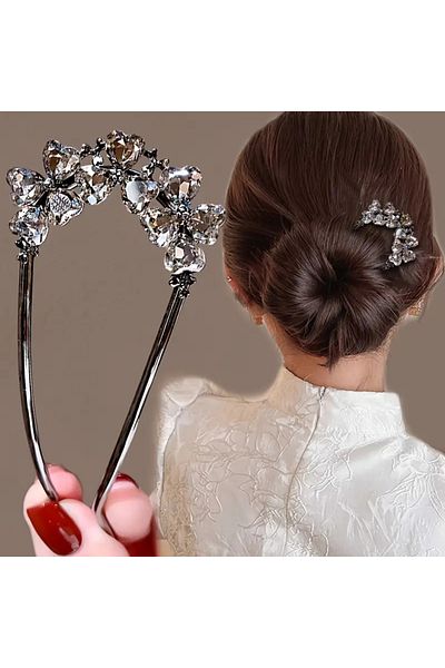 Eva Flore Crystal Stone Comb Buckle, Bridal Hair Accessory Bun Buckle