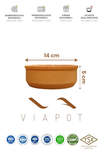 Viapot Nilüfer Soil Hot Pot and Yogurt Bowl Glazed 2 Pieces 14X5Cm 500ml