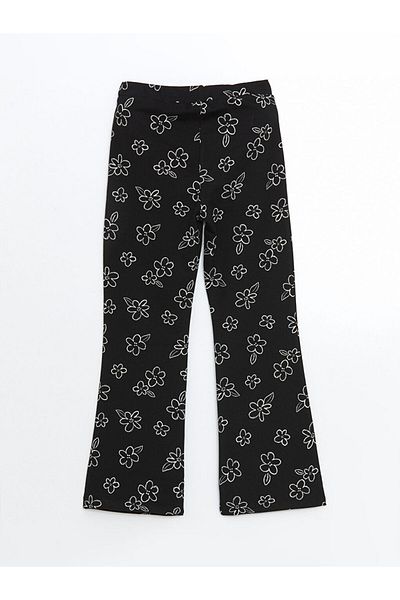 LC Waikiki Jambiere pentru fete cu picior spaniol cu ​​flori cu talie elastică LCW Kids
