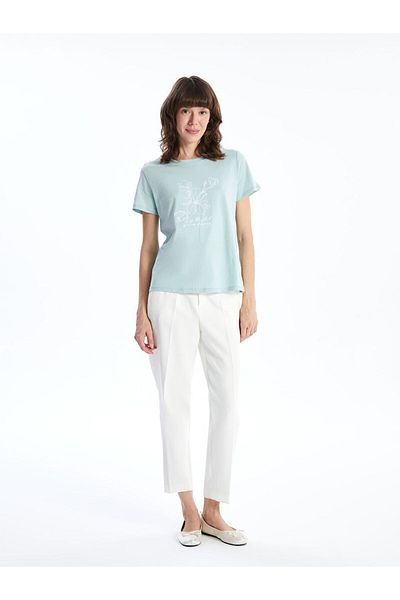 LC Waikiki Tricou de damă cu imprimeu LCWAIKIKI Classic Crew Deck