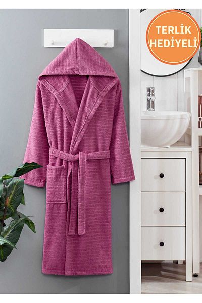 Rebeka Home Collection رداء حمام بغطاء للرأس من Nature Plum