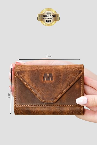 Deriza Mia 2190 - Портфейл тип акордеон от естествена кожа в луд кафяв цвят