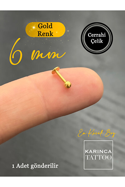 Karınca Piercing 6 Mm Cerrahi Çelik Labret Tragus Dudak Helix Conch Flat Kulak Piercing