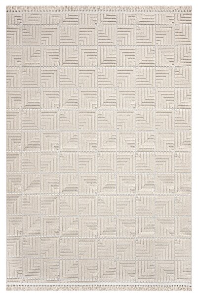 Genel Markalar Dreamy Bej Geometrik Polyester Makine Alan Koridor Yıkanabilir...