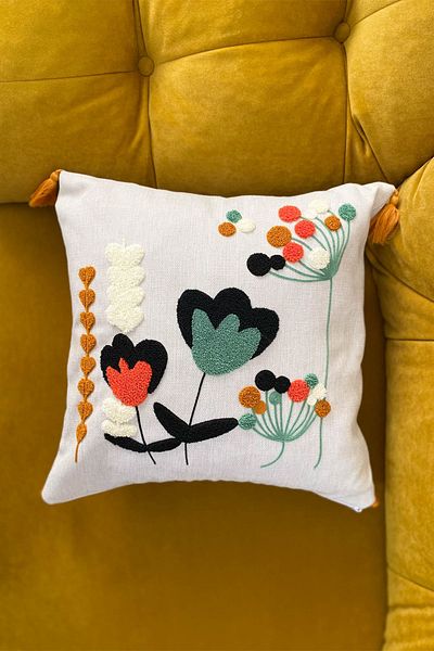 e-Bizz Store 1 Throw Pillow Cover with Punch Embroidery