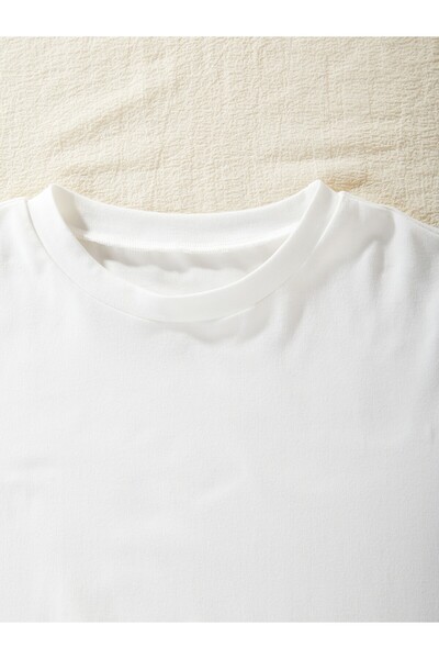 Let's Wear Girl's Ribbon Patterned Basic T-Shirt