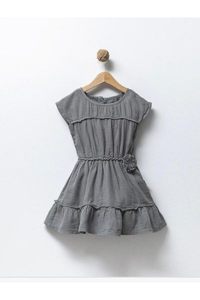 Ufuk Çizgisi Girl's 3-5 Years Old Rushed Muslin Colored Dress