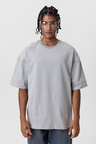 VAMOSCLO Γκρι Oversize Basic T-Shirt