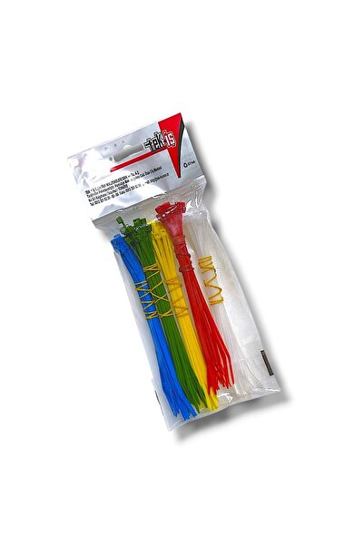 Tek-İş Plastik Kablo Bağı Klipsi Cırt Kelepçe Karışık Renk Set 140 mm 5 Renk X 20 Toplam 100 Adet