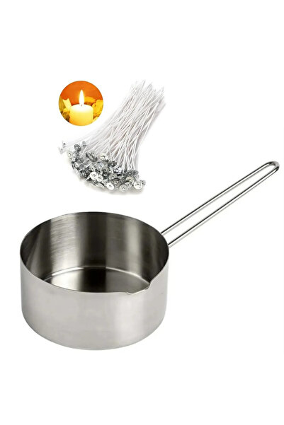 adin tasarım Mum Eritme Kabı 500 ml Hazır Mum Fitil Tutacaklı 20 Adet Mum Yapım Seti