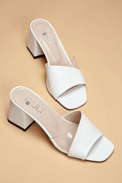 GULT Transparent Detailed Women's Summer Stylish Slippers 5 Cm White