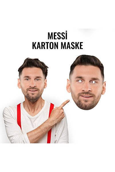heryerehediye Messi Karton Yüz Maskesi, Kalın Kuşe Baskı (5 Adet)