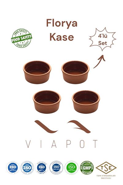 Viapot Florya Suffle Soil Bowl 150 ml - Brown Glazed Inside - 4-Piece Pottery