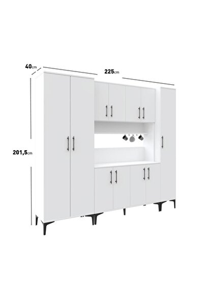 mapahomeliving Plain Metal Ayak Metal Kulp Pla11225 Kahve Köşesi 11 Kapaklı Çok Amaçlı Dolap Erzak Dolabı Kiler