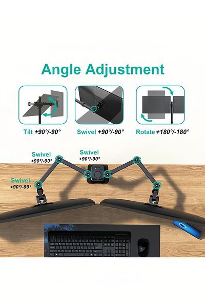 COOYA حامل شاشة LCD للمكتب، حامل قابل للتعديل بالكامل للشاشات مقاس 17-27 بوصة، ذراع بسعة 9 كجم، أسود