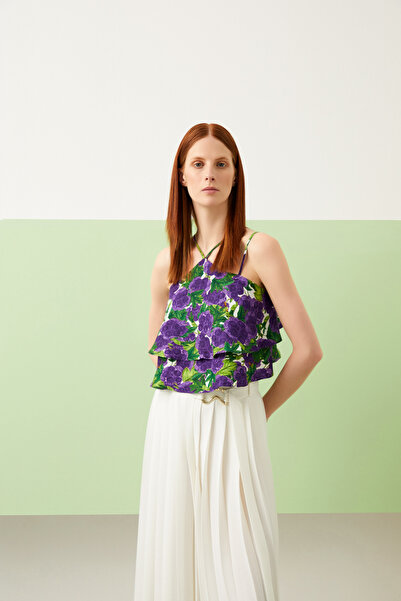 Jus De Pommes DESENLİ BOYUNDAN BAĞLAMALI BLUZ