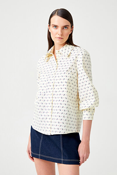 Jus De Pommes EKRU DESENLİ UZUN KOLLU MANŞETLİ GÖMLEK