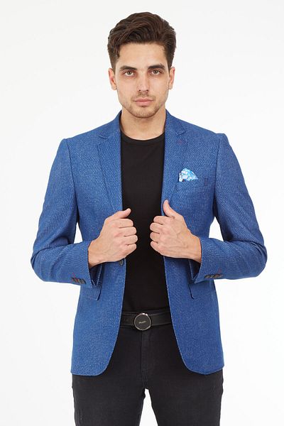 SPOSO 5132 Model Light Navy Blue Men's Blazer - Narrow Fit and Half Lined