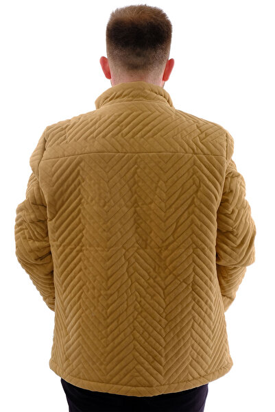 ModeXL Ανδρικό παλτό με φερμουάρ με ριμπάνι με ψηλό γιακά Mode XL U24611 καφέ