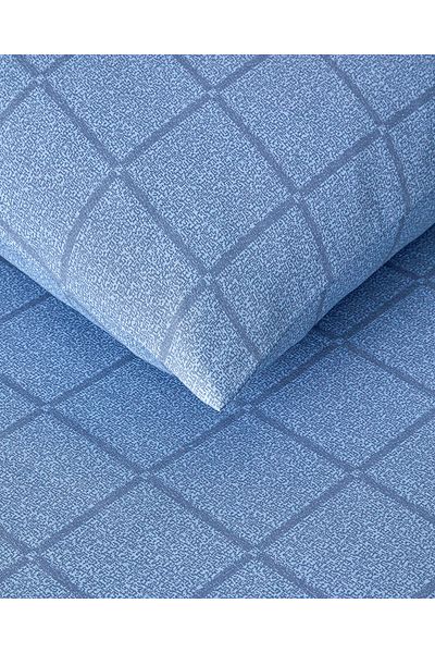 English Home Textured Check Easy-Iron dupla paplanhuzat szett 200x220 cm sötétkék
