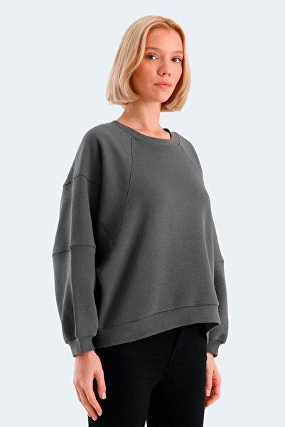 Slazenger Via Women's Oversized Dark Gray Sweatshirt