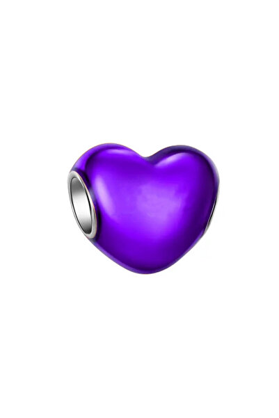 Fubena Metallic Purple Heart Silver Charm