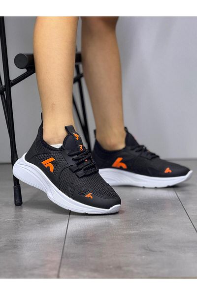homiro Unisex Children's Sneakers - Lace-up, Black-orange