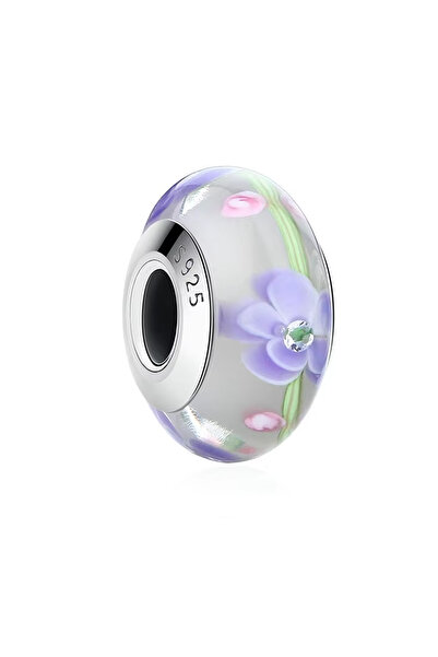 Fubena Mor Menekşe Murano 925 Ayar Gümüş Charm