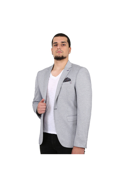 5129 Dar Kalıp Yarım Astarlı Koyu Gri Erkek Blazer Ceket