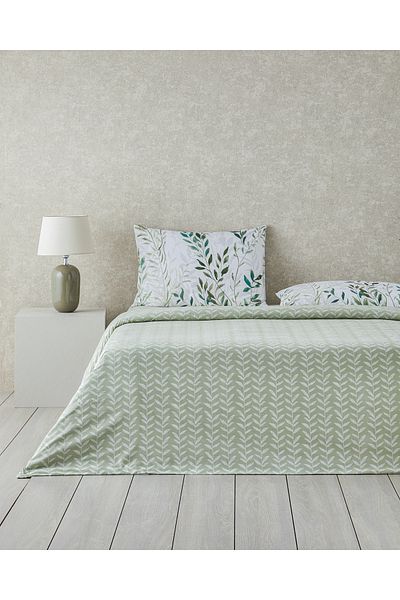 English Home Set cuvertură dublă din bumbac verde Ivy Breeze - 200x220 cm