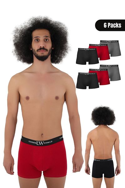 UNDERWORLD Ανδρικά άνετα, μη αναδιπλούμενα Premium Boxer Lycra Boxer 6 συσκευασιών