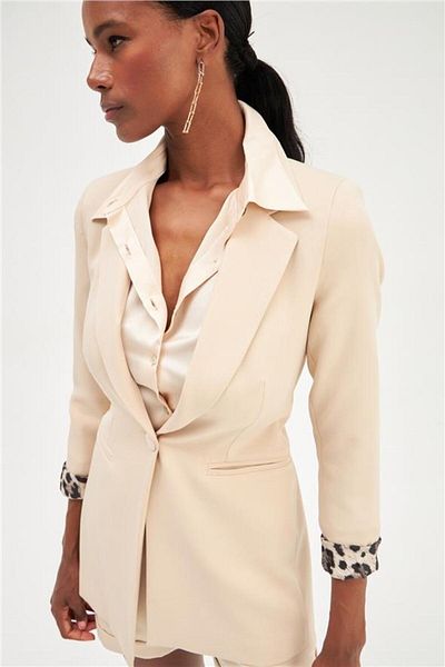 Sateen Μονό γιακά Classic Jacket - Εκρού