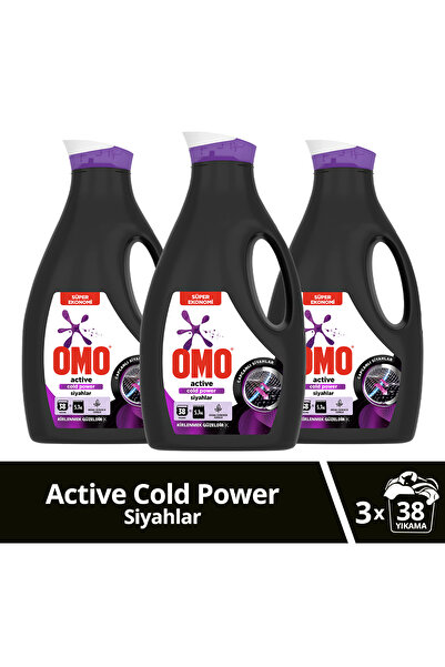 Omo Active Cold Power Siyahlar Için Sıvı Çamaşır Deterjanı 2470 ml X3