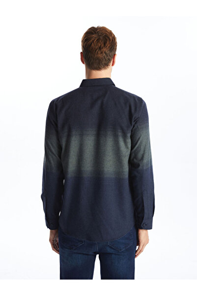 LC Waikiki Ανδρικό πουκάμισο με μακρύ μανίκι από γαμπαρντίνα σε μπλε ναυτικό χρώμα