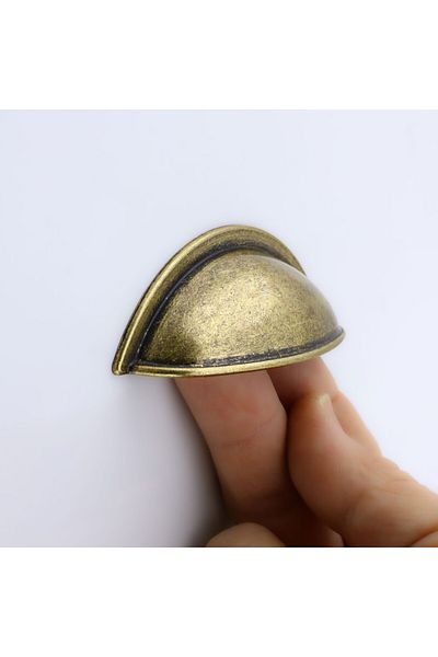 Badem10 Midye Bell Dish Stone 64 mm Mobilier galben antic antic Sertar de bucătărie Dulap dulap Mânere Mâner