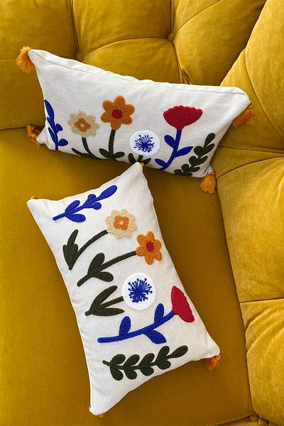 e-Bizz Store Punch Embroidered 2 Pieces Throw Pillow Cover