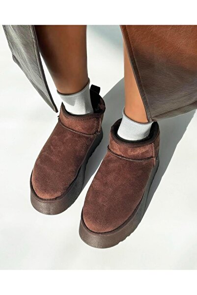 Zuum Ghete Storm Mini pentru femei - Talpă groasă, piele intoarsă maro