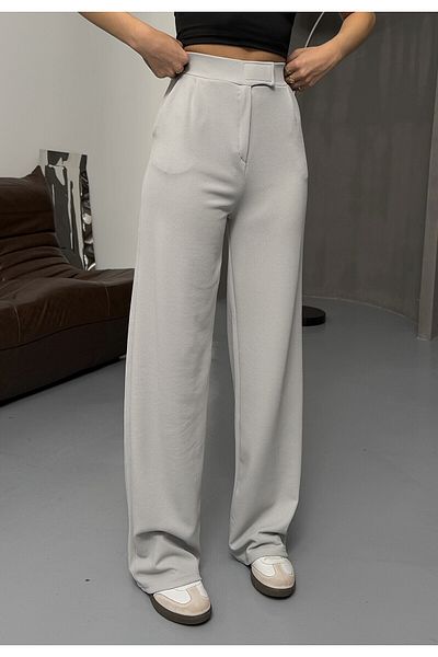 COMBİNE MİCHAİL Pantaloni Palazzo de damă cu închidere cu velcro din Lycra linie gri