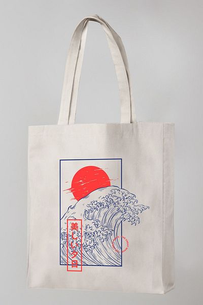 Vatkalimon Wave Printed Bezji Canvas Tote Bag