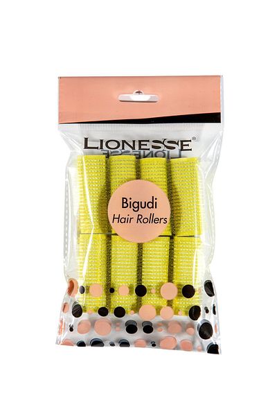 Lionesse Velcro Hair Curler 111 – Pack of 8, Yellow Color, 2 cm