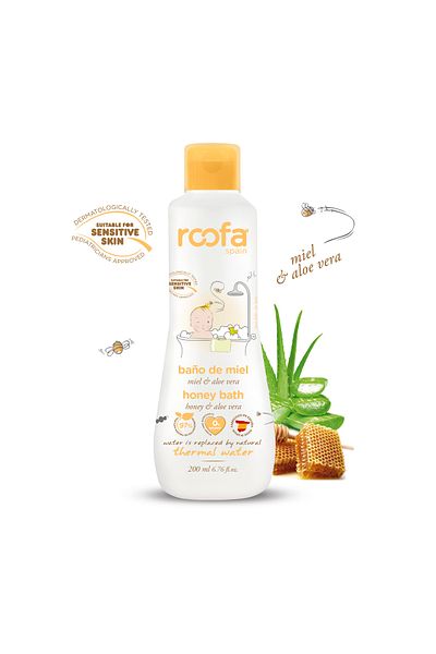 Roofa Spain جل استحمام بالعسل للأطفال حديثي الولادة والأطفال ذوي البشرة الحساسة 200 مل