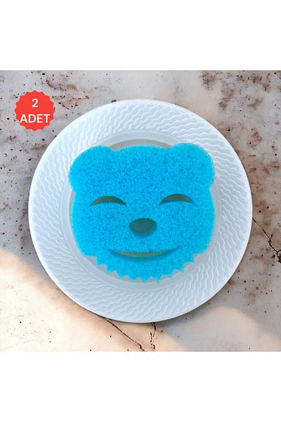 ECHOTEX 2 Pieces Smiley Face Dishwashing Sponge Anti-Scratch Multifunctional Sponge