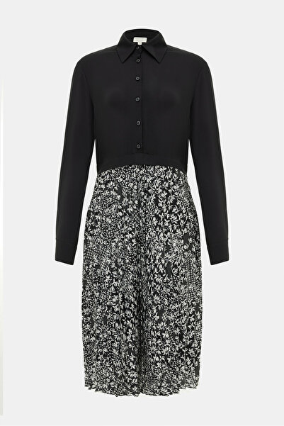 W Collection SİYAH MİDİ DESENLİ ELBİSE