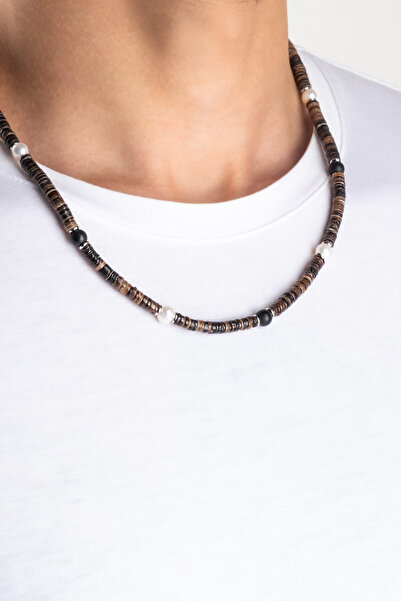 So CHIC... İnci Taşlı 55 Cm Çelik Erkek Kolye